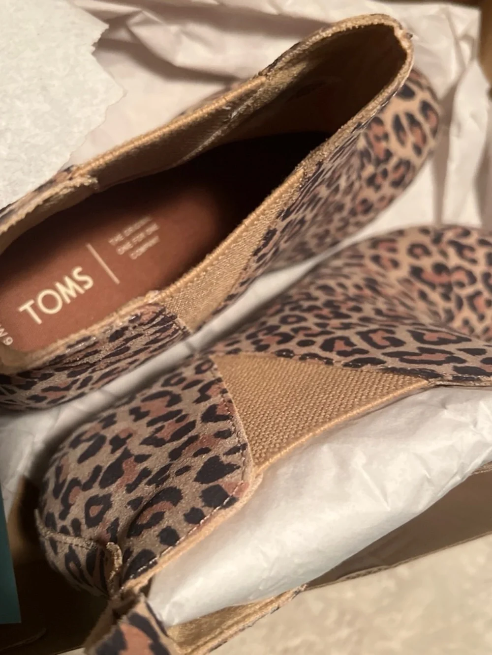 TOMS New With Tags Leopard Print Wedge Booties - Black/Tan